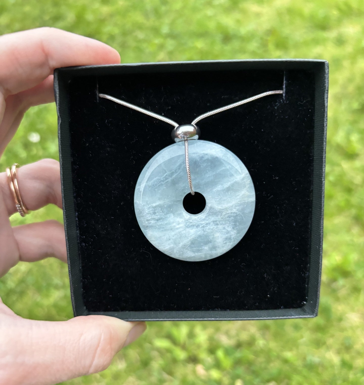 Aquamarine Doughnut Pendant Necklace